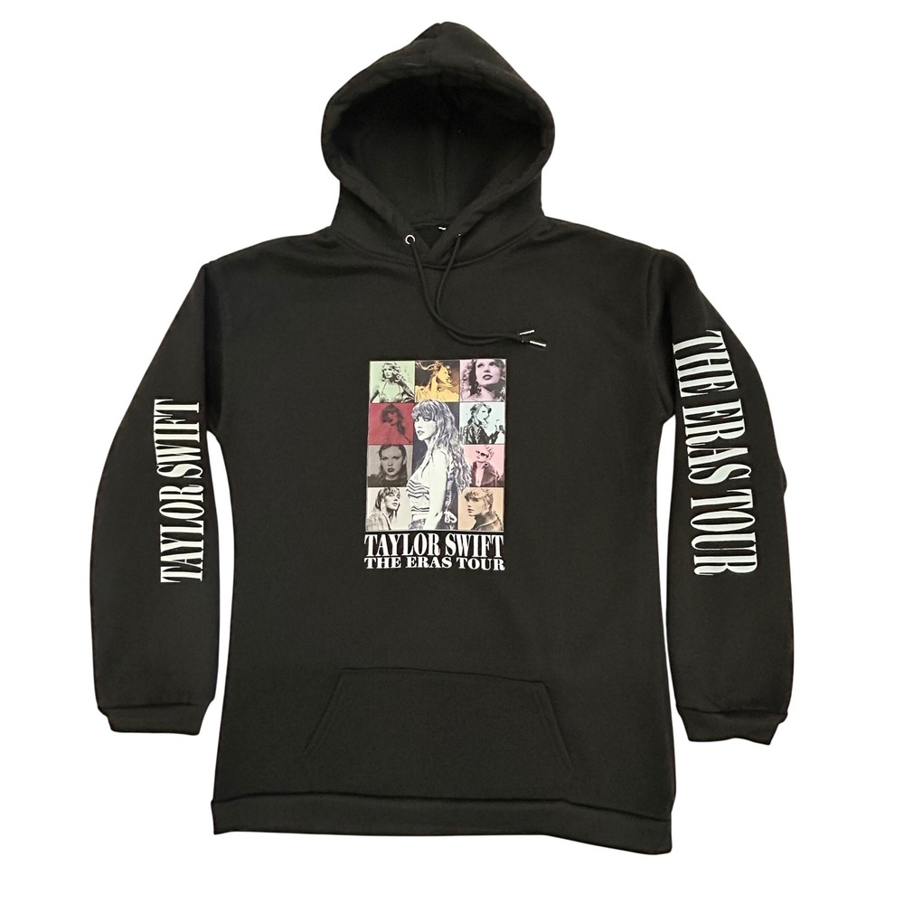 Taylor Swift The Eras Tour Hoodie Black Graphic Pullover Size Tag Missing Unisex